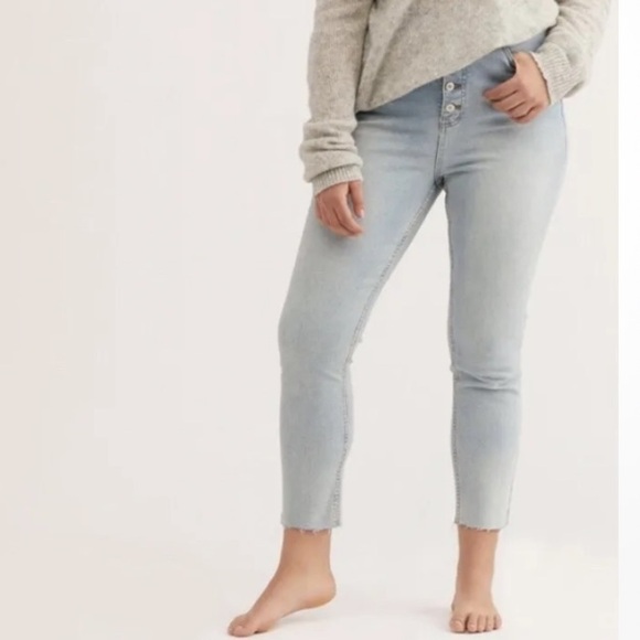 Free People Mardi Crvy High Waist Exposed Button fly Skinny Jeans Size 27 - Picture 1 of 12